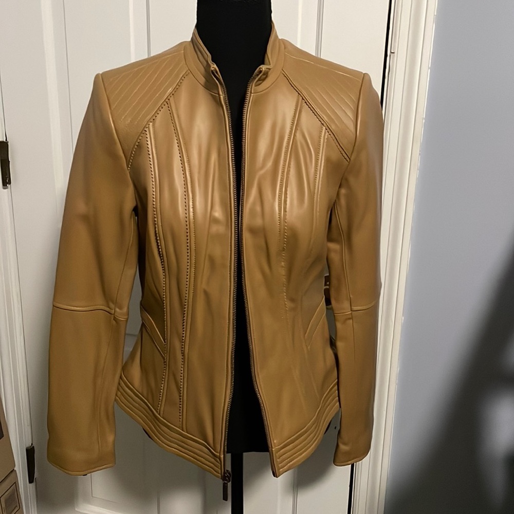 New! Never worn! GILI tan leather jacket
